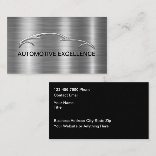 Classy Cool Sleek Modern Automotive Business Cards 名刺 (正面/裏面)