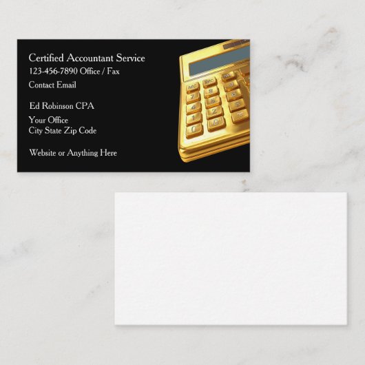 Classy CPA Accountant Business Cards 名刺 (正面/裏面)