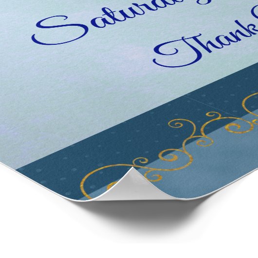 Classy Cupidのハート、ブルー&金ゴールドウェルカムポスター ポスター (角)