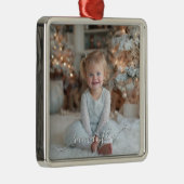 Classy Curved Swash Signature Holiday Photo メタルオーナメント (右)