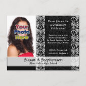Classy Damask卒業パーティー招待状写真 インビテーションポストカード (正面)