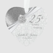 Classy Damask - 25th Silver 結婚's Anniversary オーナメント (裏面)