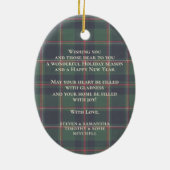 Classy Dark Red Teal Blue Floral Holiday Wreath セラミックオーナメント (裏面)