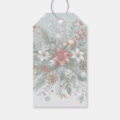 Classy Dark Red Teal Blue Green Floral Wreath ギフトタグ (裏面)