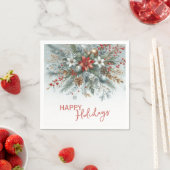 Classy Dark Red Teal Blue Green Floral Wreath スタンダードカクテルナプキン (インサイチュ)