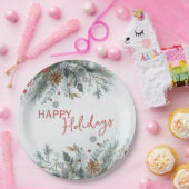 Classy Dark Red Teal Blue Green Floral Wreath ペーパープレート (パーティー)