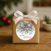 Classy Dark Red Teal Blue Green Floral Wreath ラウンドシール