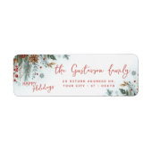 Classy Dark Red Teal Blue Green Floral Wreath ラベル (正面)