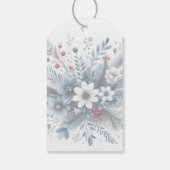 Classy Dark Teal Blue Red Floral Holiday Wreath ギフトタグ (裏面)
