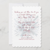 Classy Dark Teal Blue Red Floral Holiday Wreath シーズンカード (裏面)