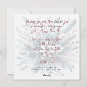 Classy Dark Teal Blue Red Floral Holiday Wreath シーズンカード (裏面)