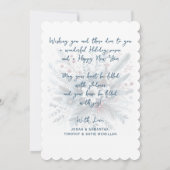 Classy Dark Teal Blue Red Floral Holiday Wreath シーズンカード (裏面)