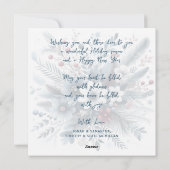 Classy Dark Teal Blue Red Floral Holiday Wreath シーズンカード (裏面)