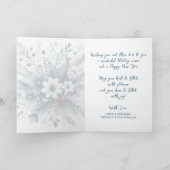 Classy Dark Teal Blue Red Floral Holiday Wreath シーズンカード (内部)