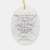 Classy Dark Teal Blue Red Floral Holiday Wreath セラミックオーナメント (裏面)