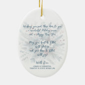 Classy Dark Teal Blue Red Floral Holiday Wreath セラミックオーナメント (裏面)