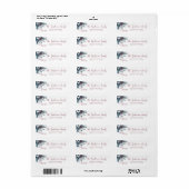 Classy Dark Teal Blue Red Floral Holiday Wreath ラベル (フルシート)