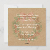 Classy December Wreath With Pink Bow Holiday Card シーズンカード (裏面)