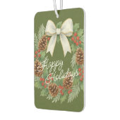 Classy December Wreath With White Bow Holiday カーエアーフレッシュナー (左)