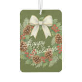 Classy December Wreath With White Bow Holiday カーエアーフレッシュナー (裏面)