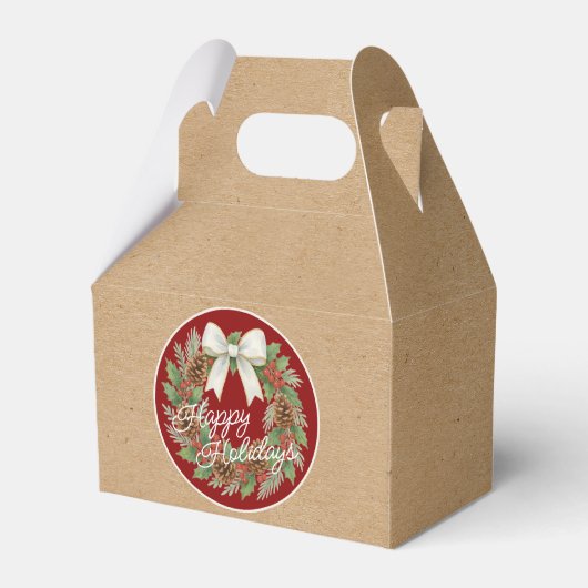 Classy December Wreath With White Bow Holiday フェイバーボックス (正面サイド)