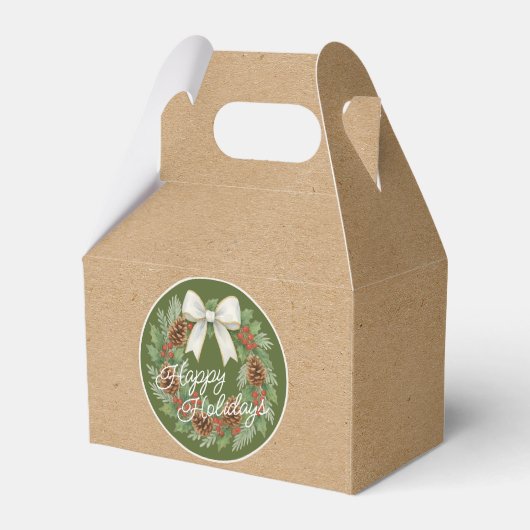 Classy December Wreath With White Bow Holiday フェイバーボックス (裏面サイド)