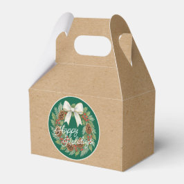 Classy December Wreath With White Bow Holiday フェイバーボックス