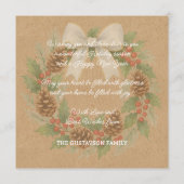Classy December Wreath With White Bow Holiday Card シーズンカード (裏面)