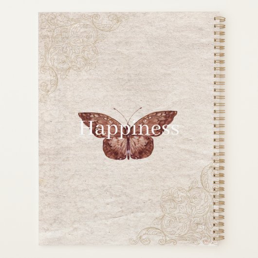 Classy decorative floral on kraft paper Rustic プランナー手帳 (裏面)