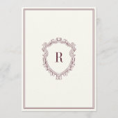 Classy Deep Burgundy Ivory Crest Old Money Wedding 招待状 (裏面)