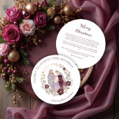 Classy Deep Plum Glitter Holy Nativity Christmas シーズンカード