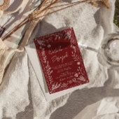 Classy Deep Red Blue Floral Modern QR Code Wedding 招待状