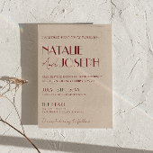 Classy Deep Red Blue QR Code Modern Wedding 招待状