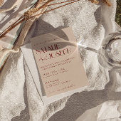 Classy Deep Red Blue QR Code Modern Wedding 招待状