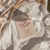 Classy Deep Red Blue Whimsical All In One Wedding 招待状