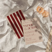 Classy Deep Red Blue Whimsical Modern Wedding 招待状