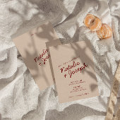 Classy Deep Red Blue Whimsical Unique Wedding 招待状