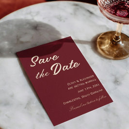 Classy Deep Red Cream Fancy Chic Wedding セーブザデート