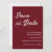 Classy Deep Red Cream Fancy Chic Wedding セーブザデート (正面)