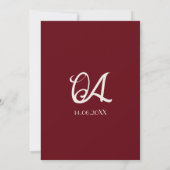 Classy Deep Red Cream Fancy Chic Wedding セーブザデート (裏面)