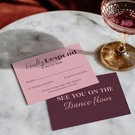 Classy Deep Red Cream Fancy Modern Chic Wedding 出欠カード