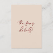 Classy Deep Red Floral Bouquet Wedding Details  エンクロージャーカード (裏面)