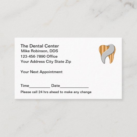 Classy Dentist Office Dental Appointment Cards 予約カード (正面)