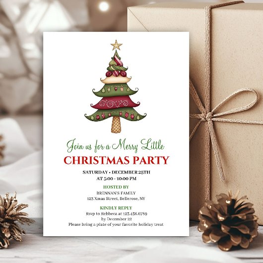 Classy designer Christmas tree Christmas invites 招待状