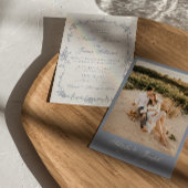 Classy Dusty Blue Floral Boho Botanical Wedding 招待状