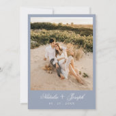 Classy Dusty Blue Floral Boho Botanical Wedding  招待状 (裏面)