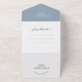 Classy Dusty Blue RSVP Photo QR Code Wedding オールインワン招待状 (外側)