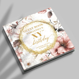 Classy Dusty Pink Gold Watercolor Custom Birthday ゲストブック