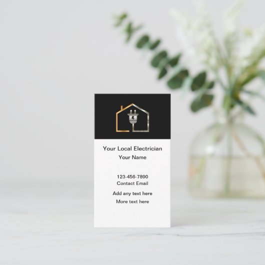 Classy Electrician Theme Vertical Business Cards 名刺 (スタンド正面)