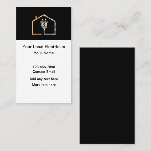 Classy Electrician Theme Vertical Business Cards 名刺 (正面/裏面)